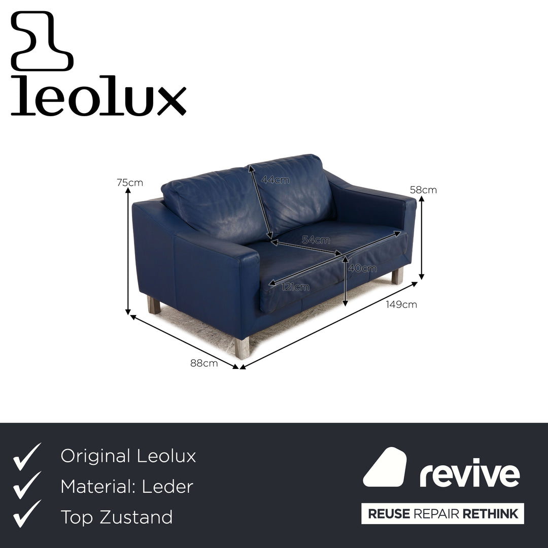 Leolux Leder Zweisitzer Blau Sofa Couch