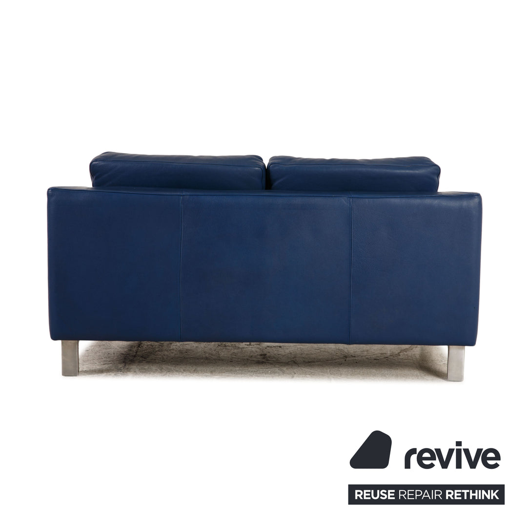 Leolux Leder Zweisitzer Blau Sofa Couch
