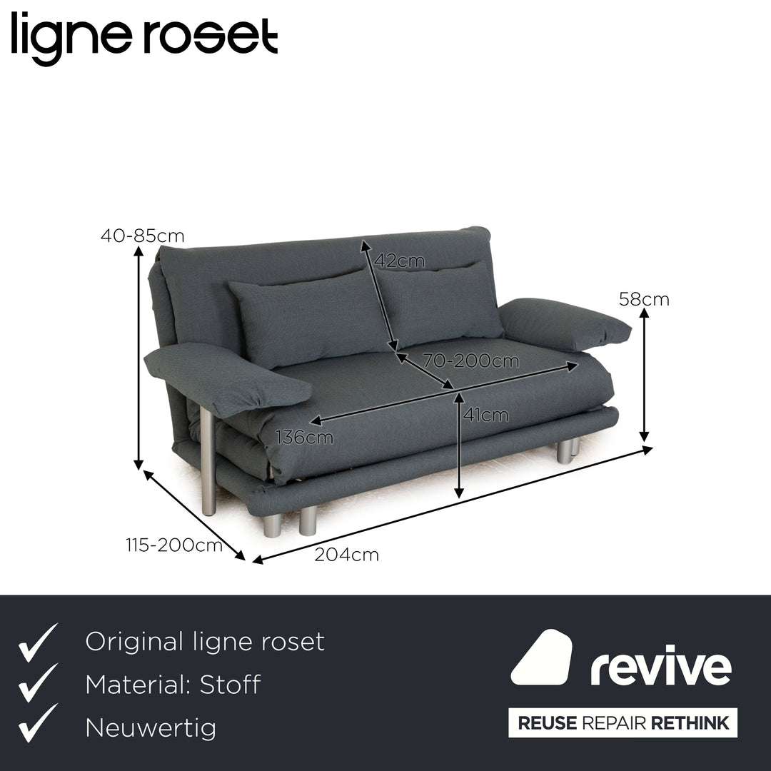Ligne Roset Multy Stoff Dreisitzer Blau Schlafsofa inkl. Armlehnen Couch Sofa Schlaffunktion Neubezug
