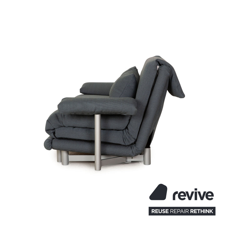 Ligne Roset Multy Stoff Dreisitzer Blau Schlafsofa inkl. Armlehnen Couch Sofa Schlaffunktion Neubezug