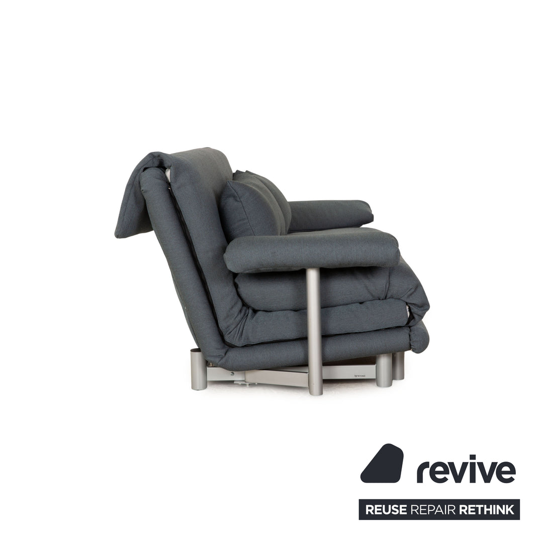 Ligne Roset Multy Stoff Dreisitzer Blau Schlafsofa inkl. Armlehnen Couch Sofa Schlaffunktion Neubezug