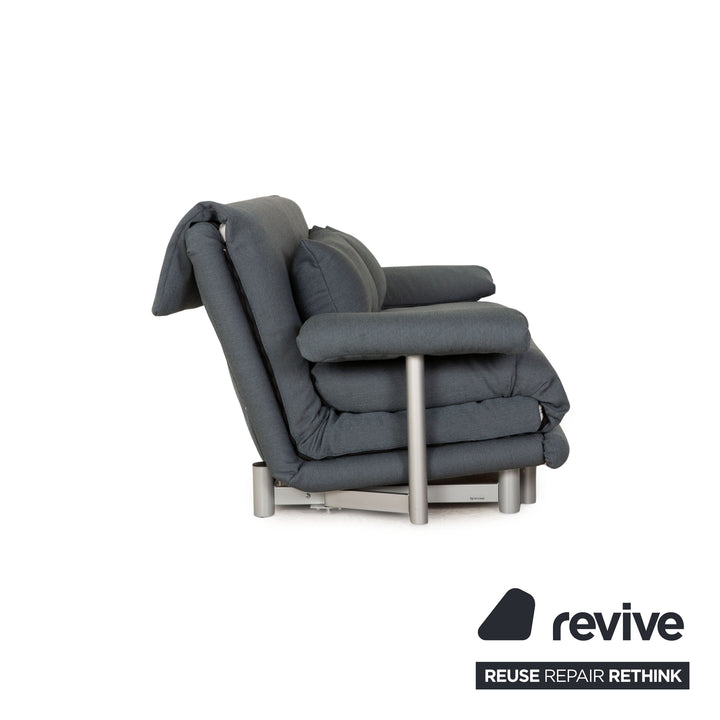 Ligne Roset Multy Stoff Dreisitzer Blau Schlafsofa inkl. Armlehnen Couch Sofa Schlaffunktion Neubezug