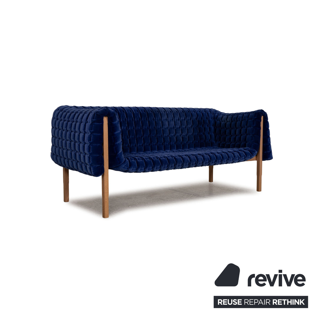 ligne roset ensemble canapé tissu Ruché bleu crème fauteuil trois places tabouret