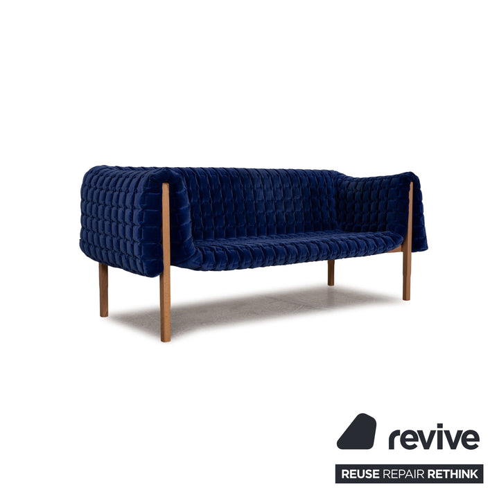 ligne roset ensemble canapé tissu Ruché bleu crème fauteuil trois places tabouret