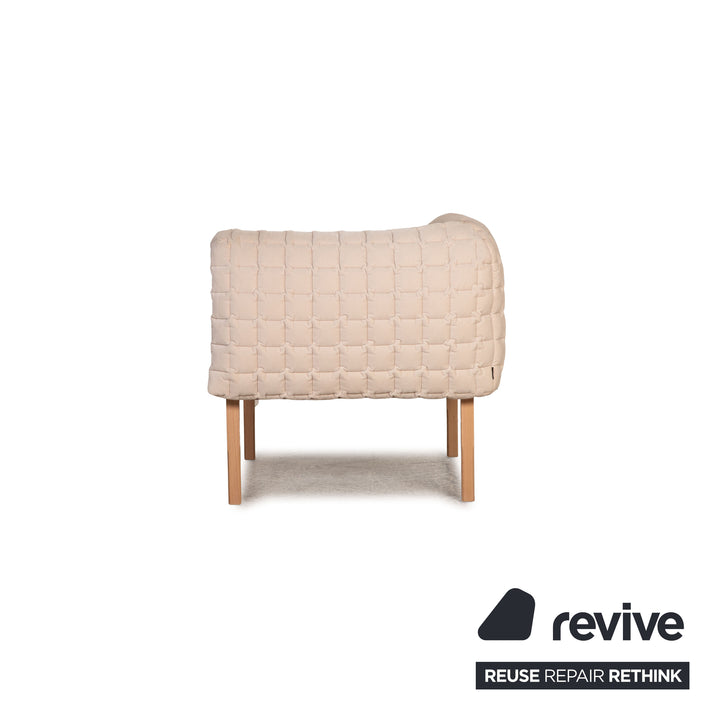 ligne roset ensemble canapé tissu Ruché bleu crème fauteuil trois places tabouret