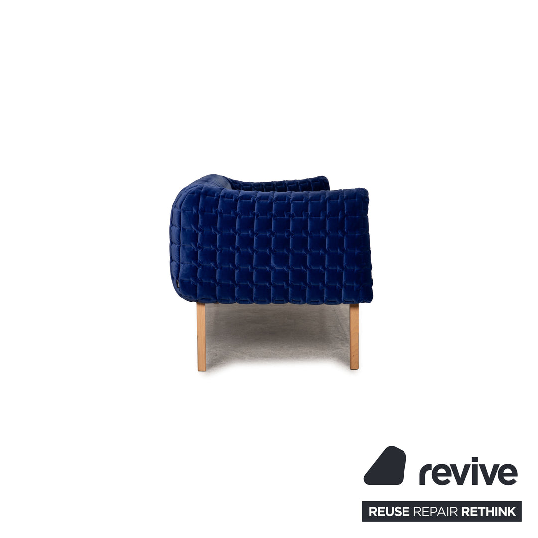 ligne roset ensemble canapé tissu Ruché bleu crème fauteuil trois places tabouret