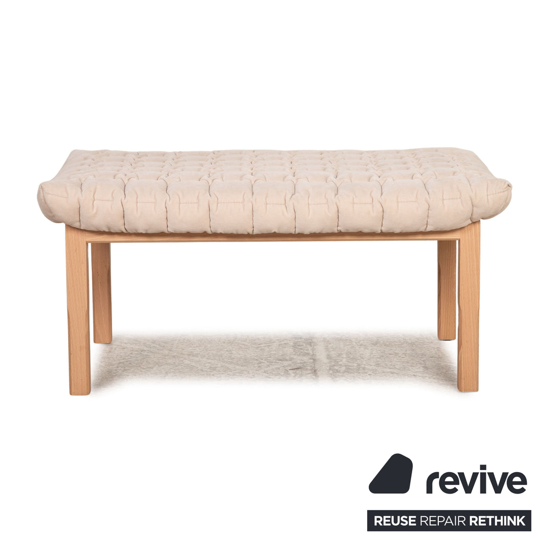 ligne roset ensemble canapé tissu Ruché bleu crème fauteuil trois places tabouret