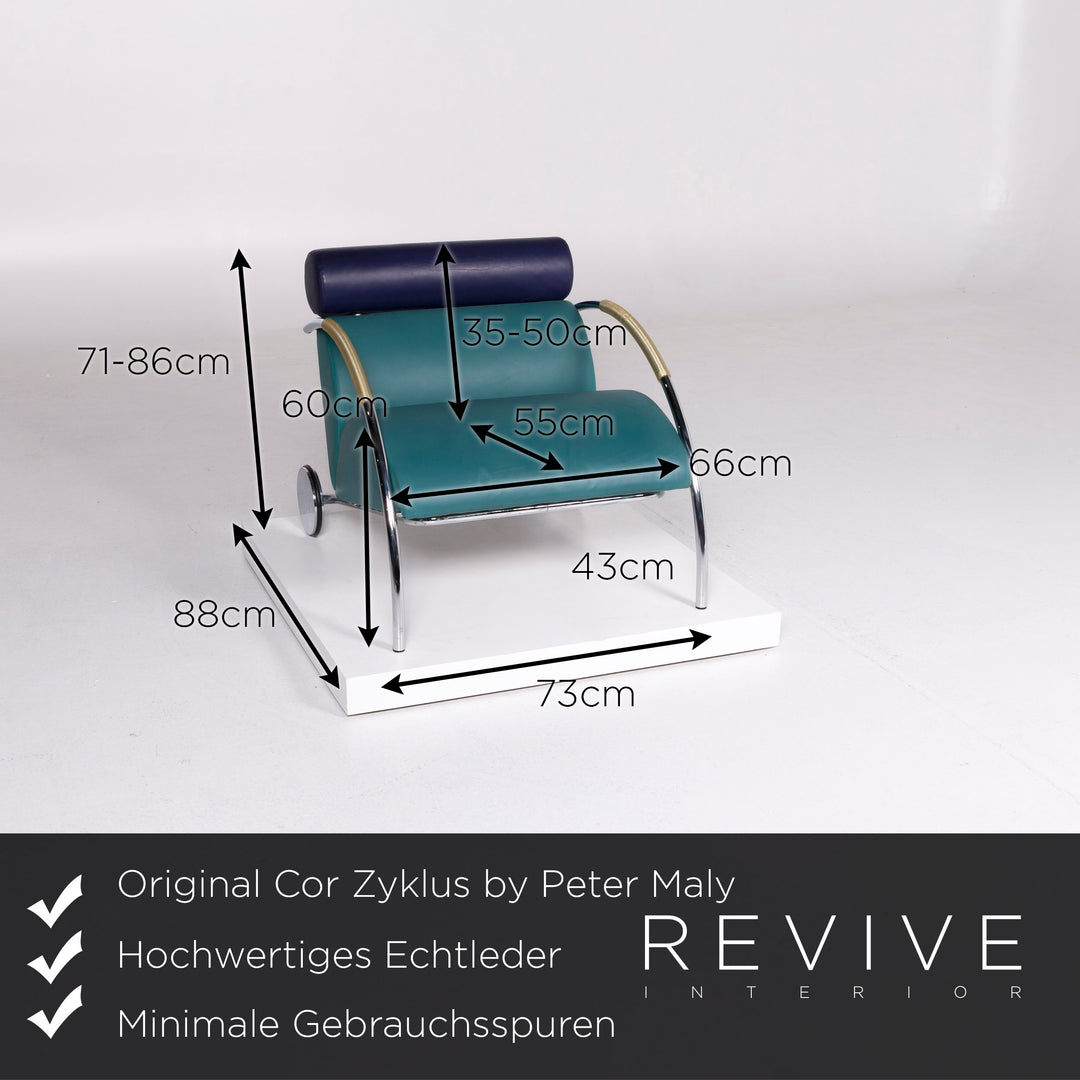 Fauteuil en cuir design Cor Cycle par Peter Maly Tabouret de fauteuil turquoise #10512