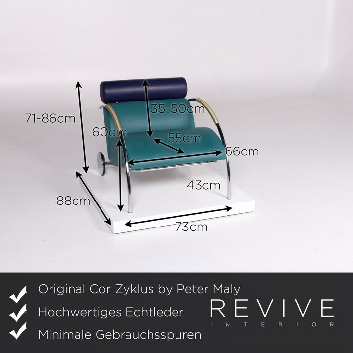 Fauteuil en cuir design Cor Cycle par Peter Maly Tabouret de fauteuil turquoise #10512