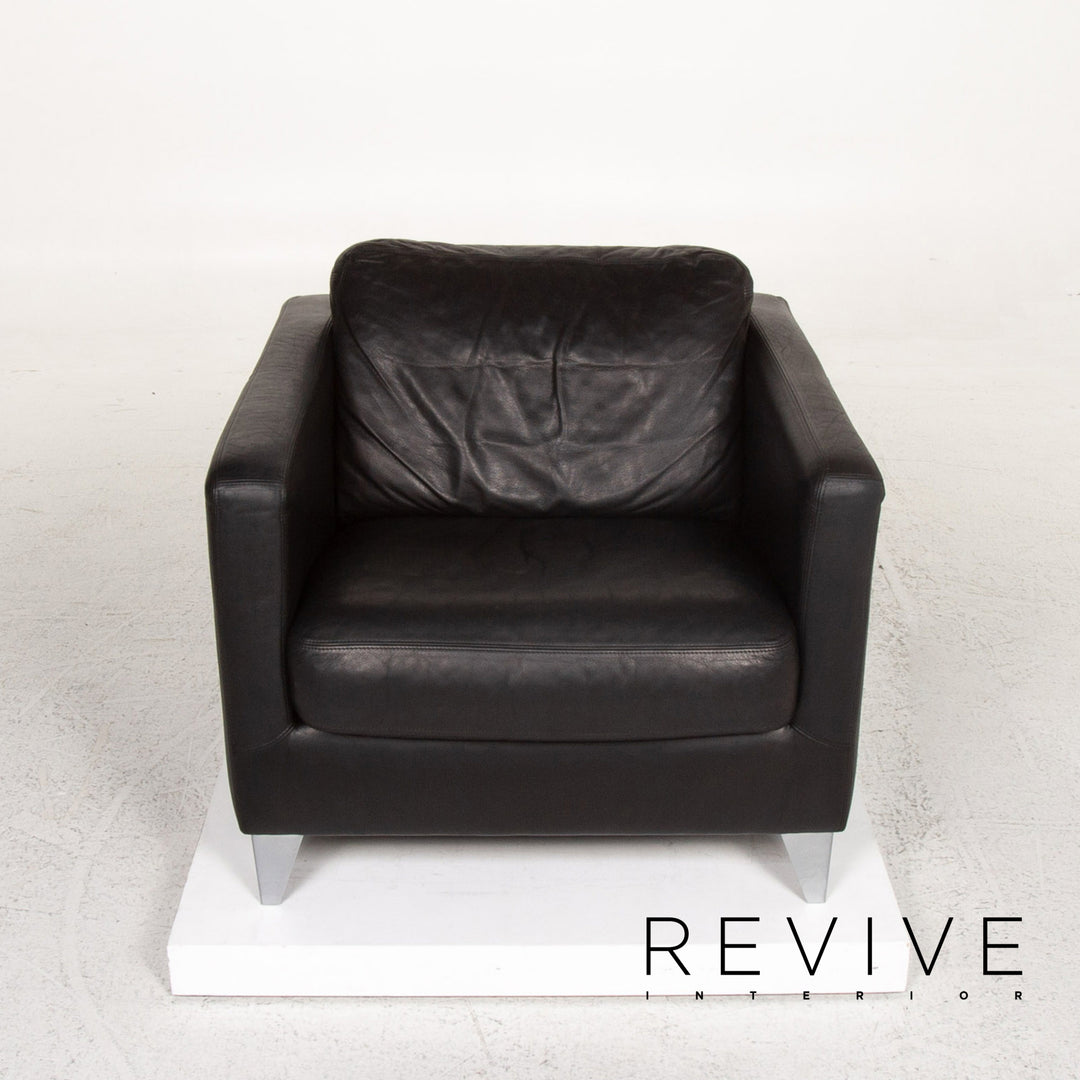 Machalke Leder Sessel Schwarz #13421