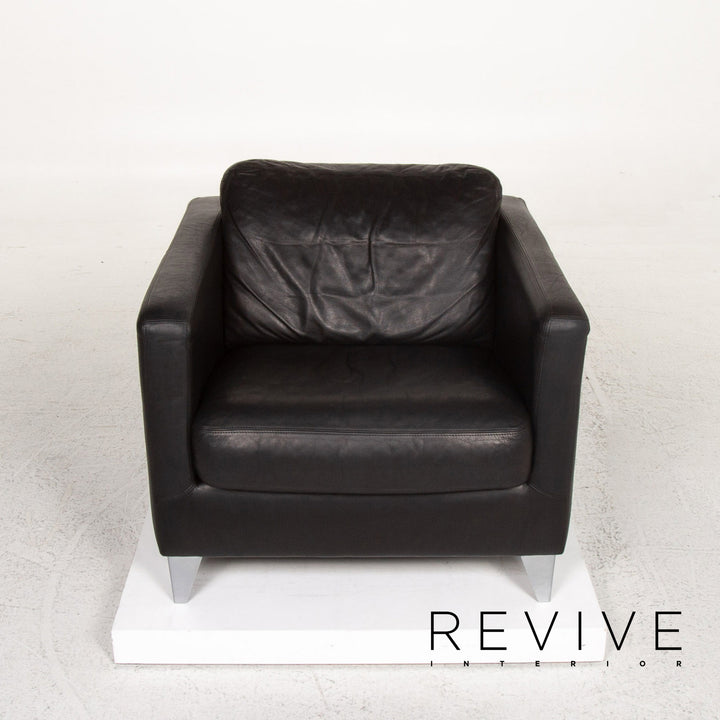 Machalke Leder Sessel Schwarz #13421