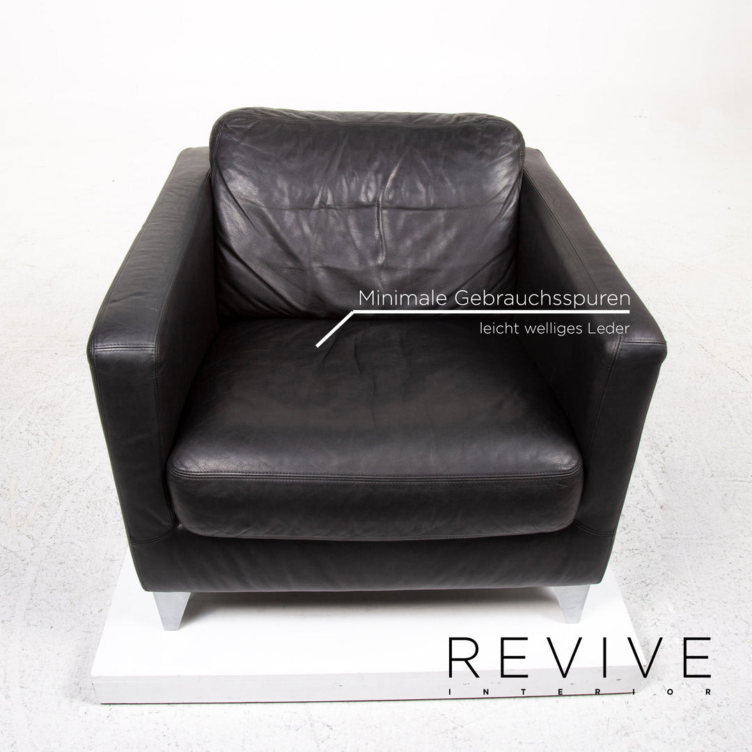 Machalke Leder Sessel Schwarz #13421