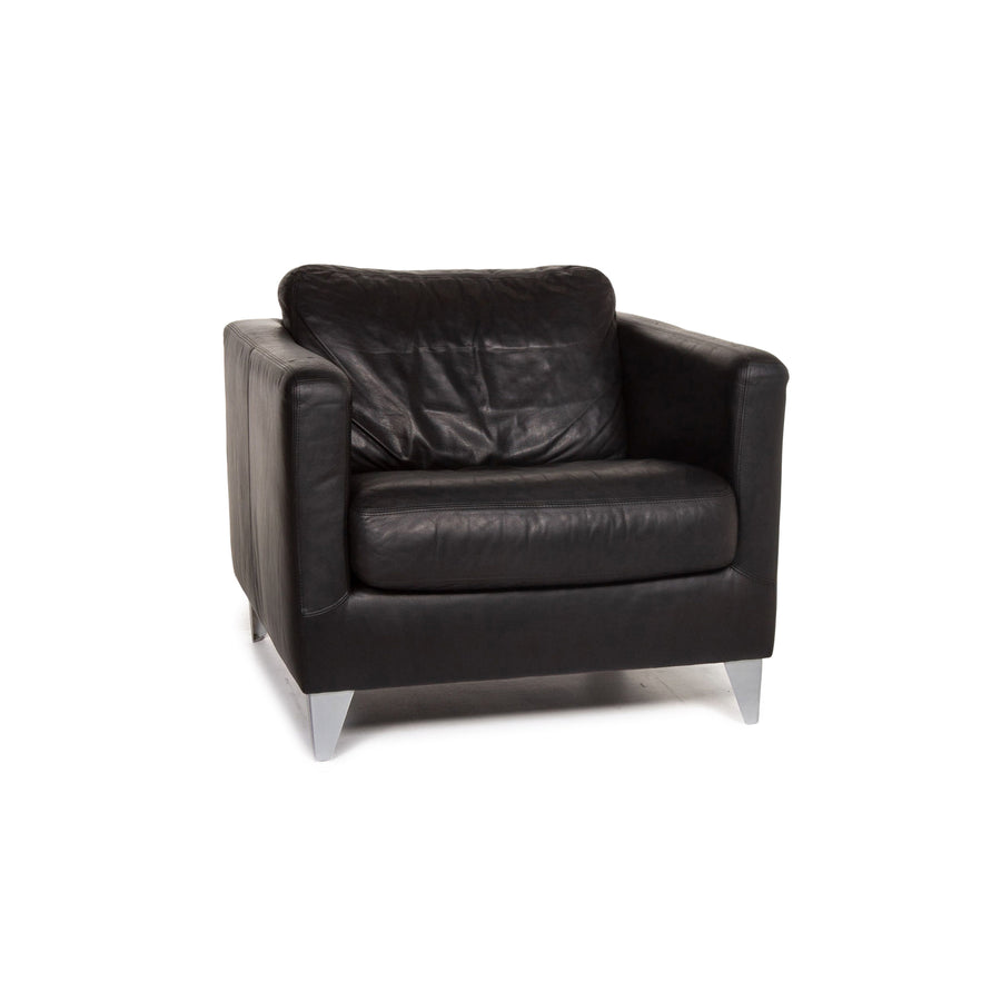 Machalke Leder Sessel Schwarz #13421