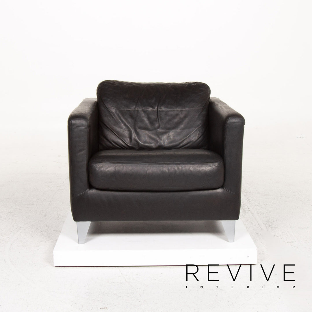 Machalke Leder Sessel Schwarz #13421