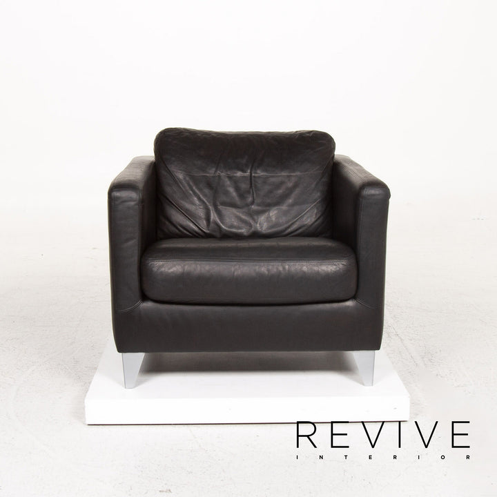 Machalke Leder Sessel Schwarz #13421