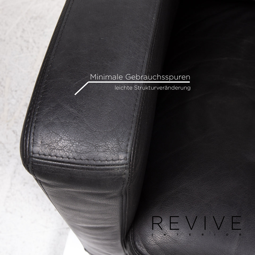Machalke Leder Sessel Schwarz #13421