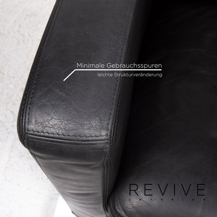 Machalke Leder Sessel Schwarz #13421