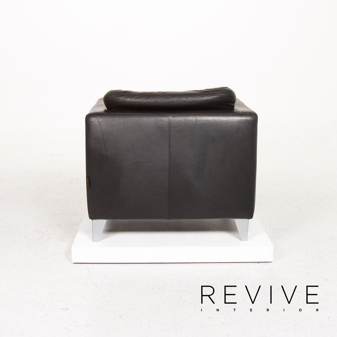 Machalke Leder Sessel Schwarz #13421