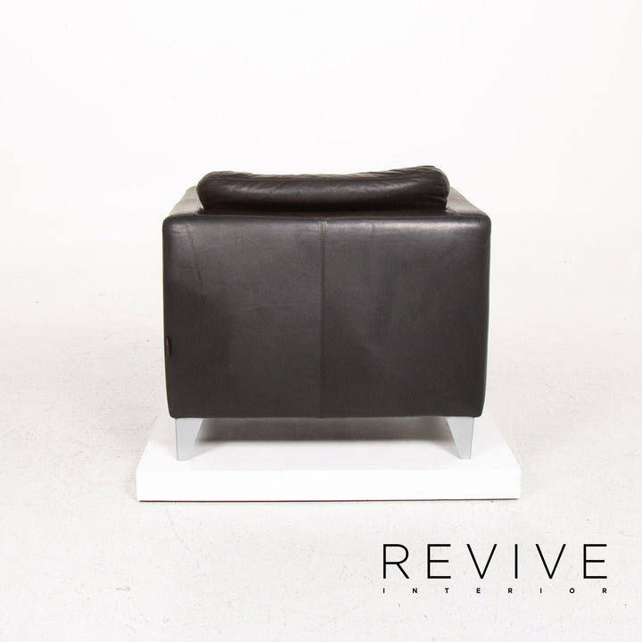 Machalke Leder Sessel Schwarz #13421