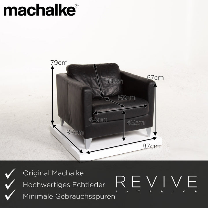 Machalke Leder Sessel Schwarz #13421