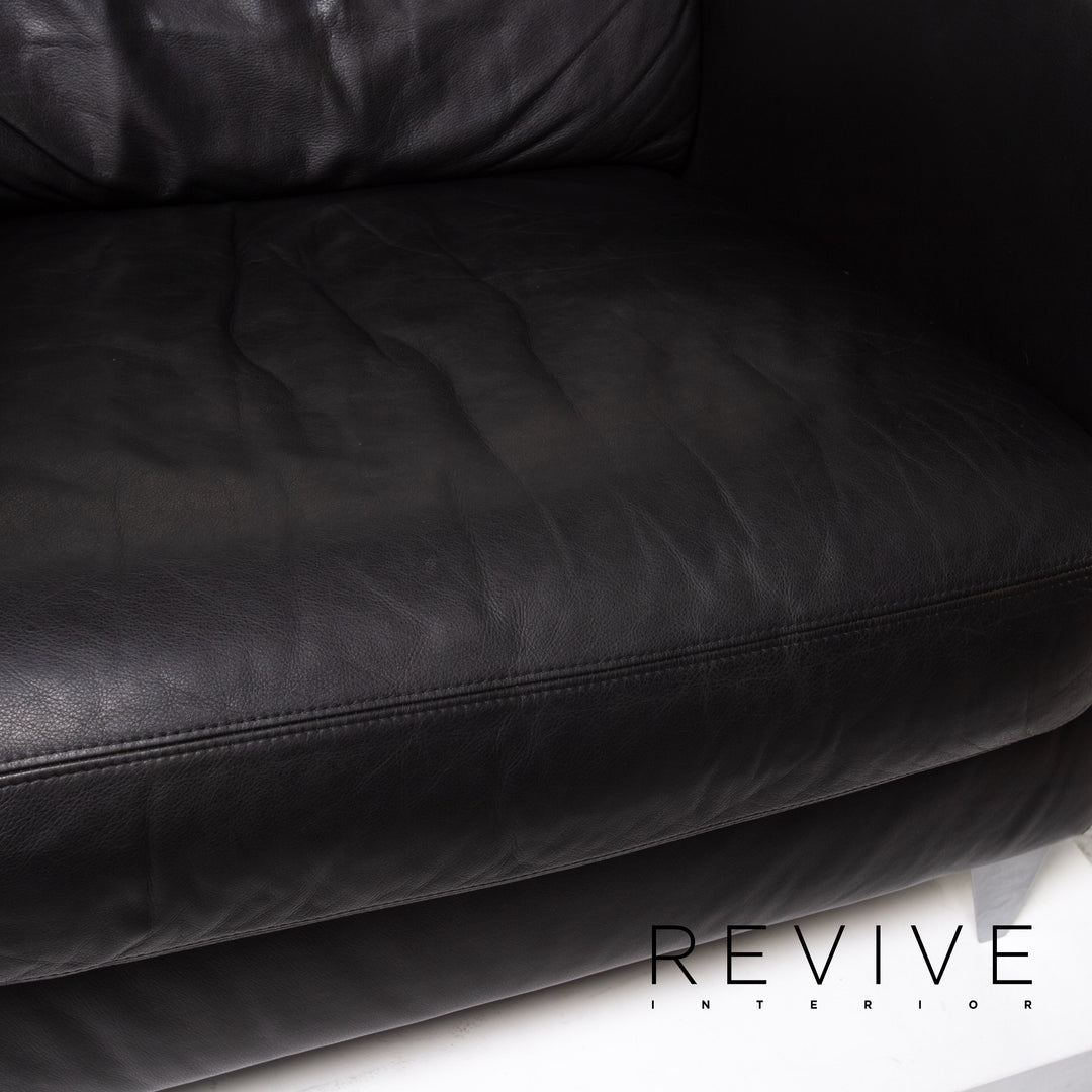 Machalke Leder Sessel Schwarz #13421
