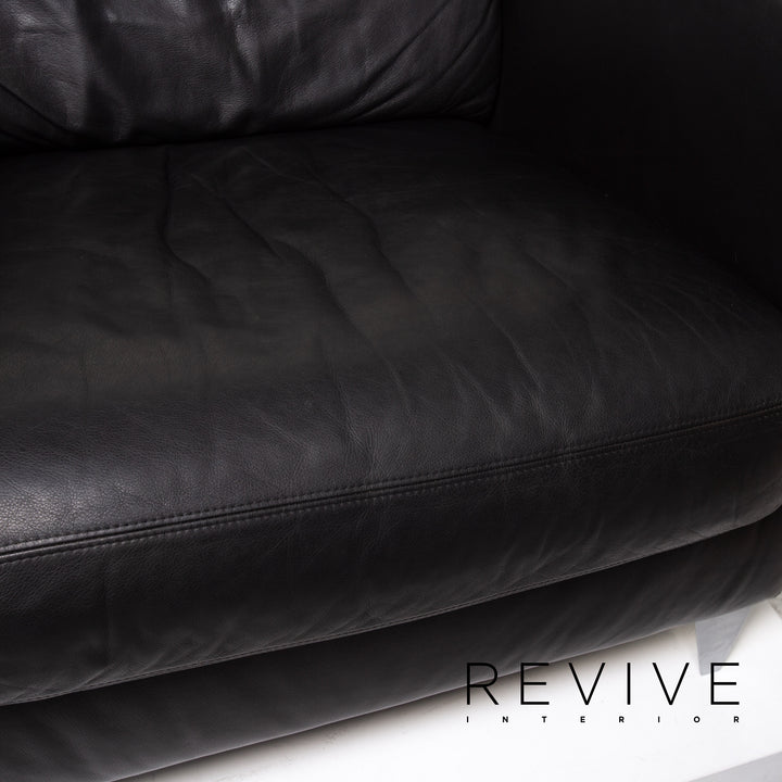Machalke Leder Sessel Schwarz #13421