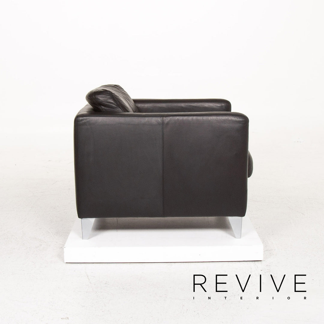 Machalke Leder Sessel Schwarz #13421