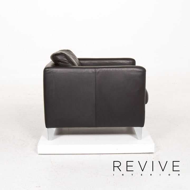 Machalke Leder Sessel Schwarz #13421