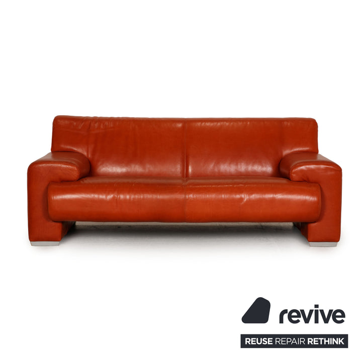 Machalke Ronda Leather Sofa Set Orange Two Seater Armchair