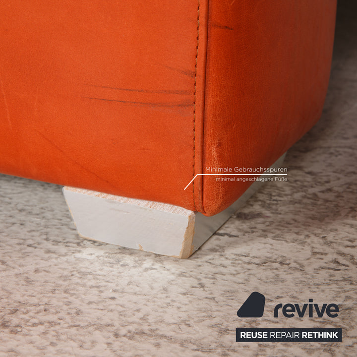 Machalke Ronda Leather Sofa Set Orange Two Seater Armchair