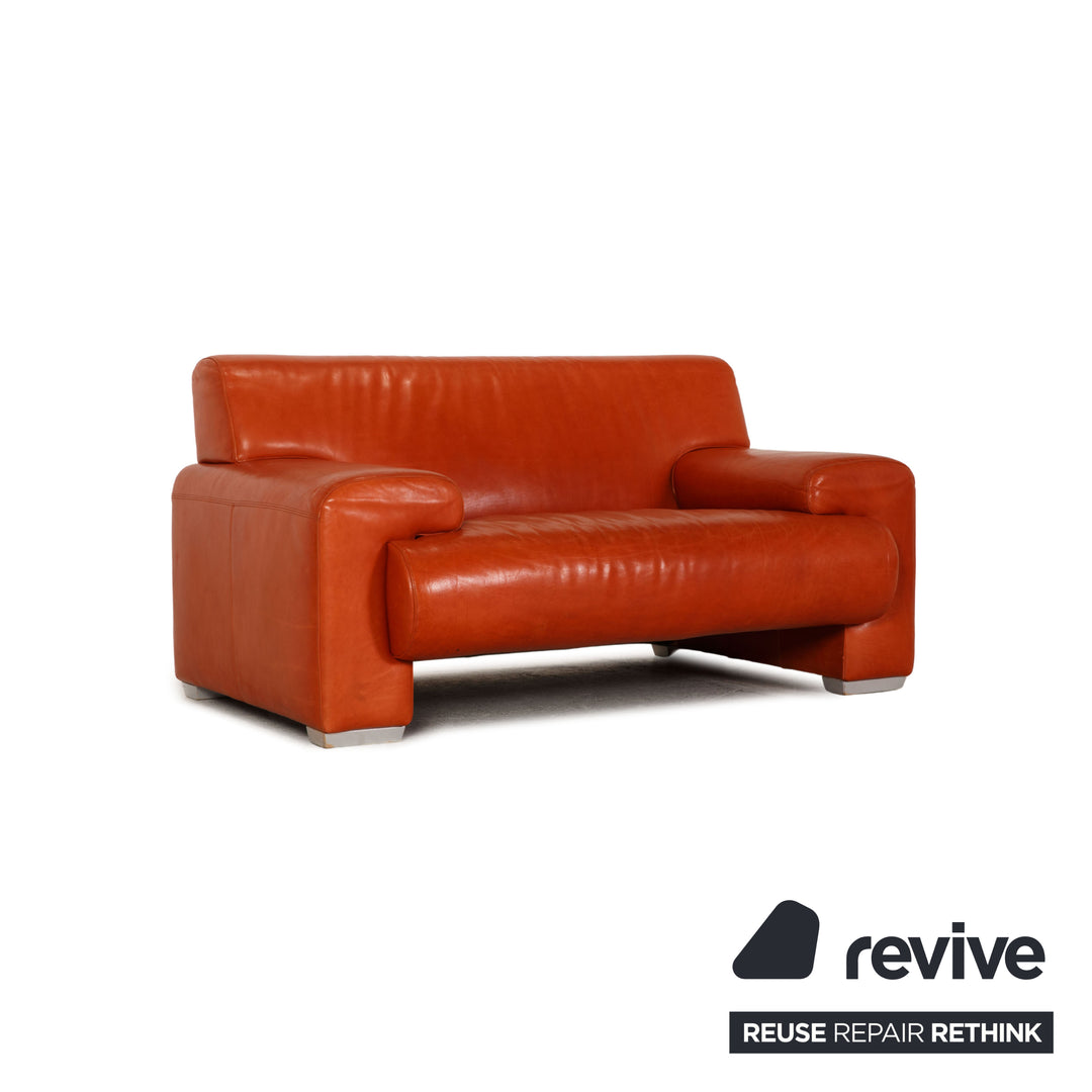 Machalke Ronda Leather Sofa Set Orange Two Seater Armchair