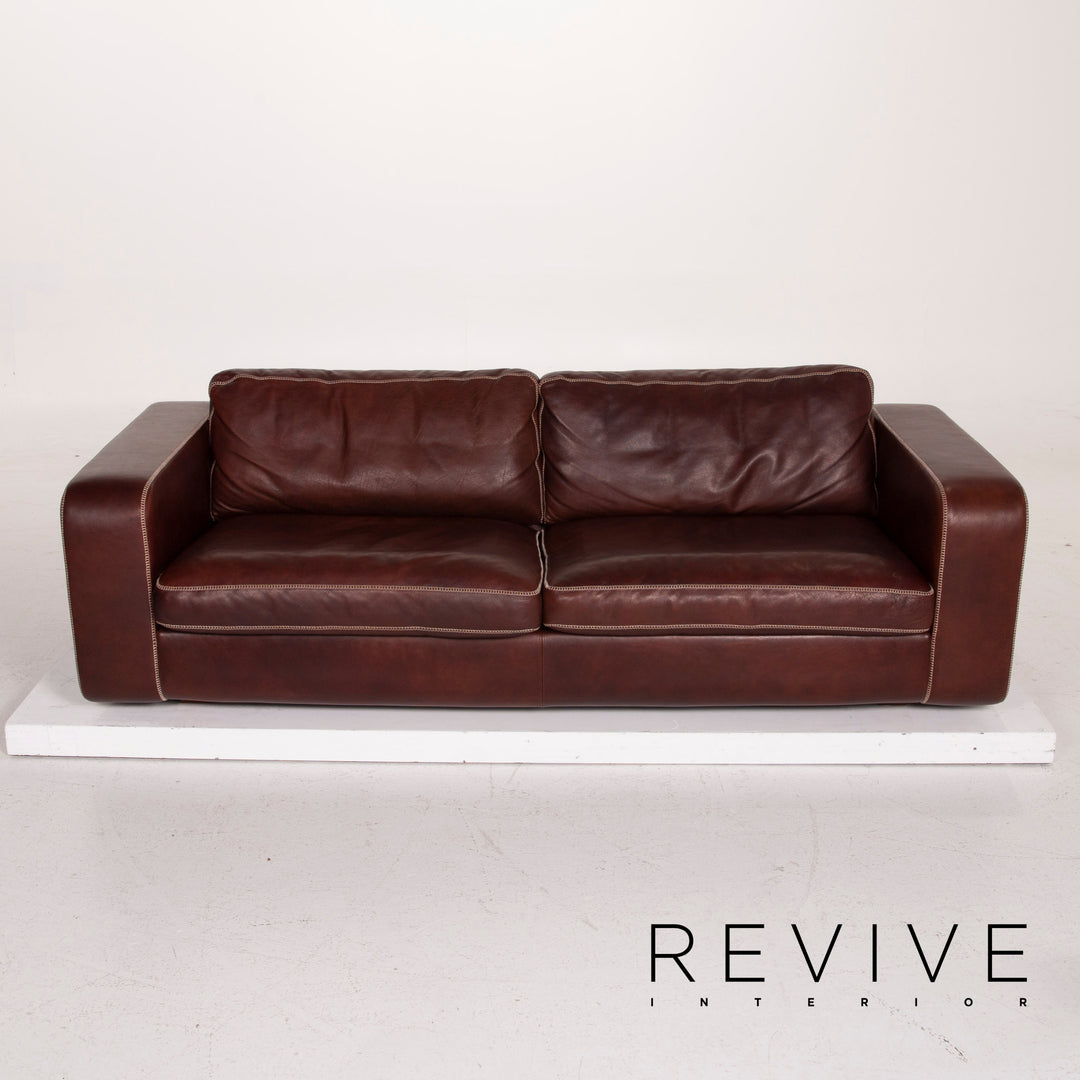 Machalke Valentino Leder Sofa Dunkelbraun Dreisitzer #15177