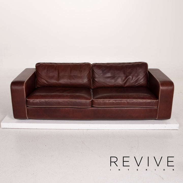 Machalke Valentino Leder Sofa Dunkelbraun Dreisitzer #15177