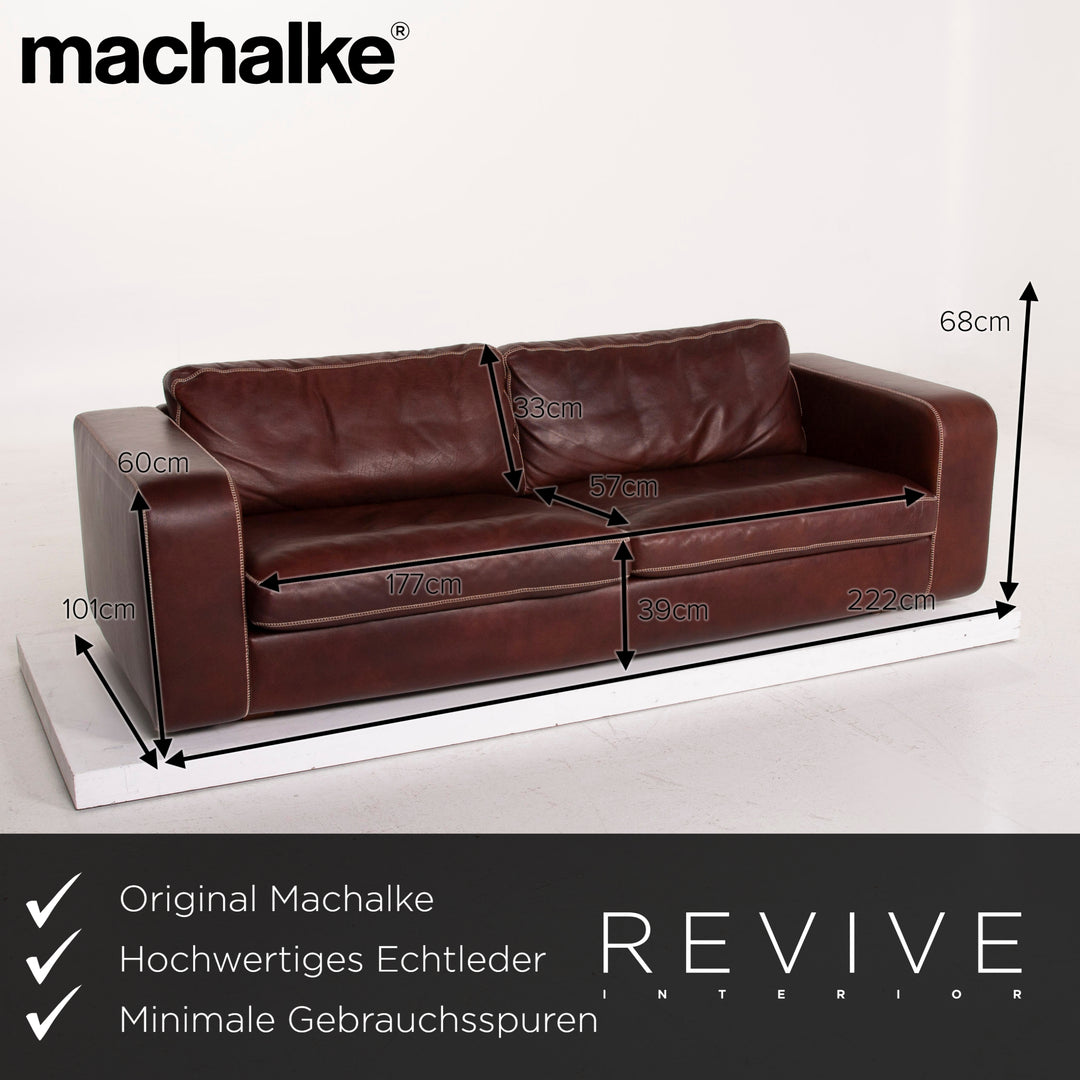 Machalke Valentino Leder Sofa Dunkelbraun Dreisitzer #15177
