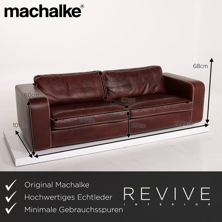 Machalke Valentino Leder Sofa Dunkelbraun Dreisitzer #15177