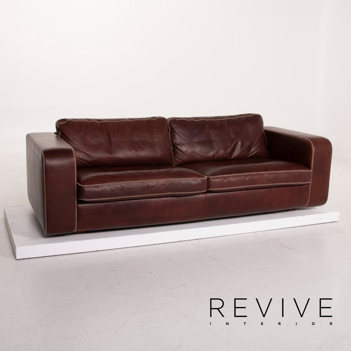 Machalke Valentino Leder Sofa Dunkelbraun Dreisitzer #15177
