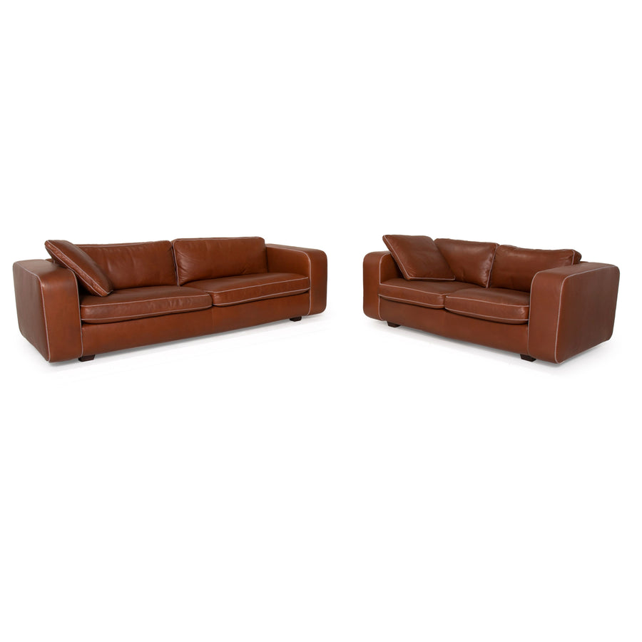 Machalke Valentino Leder Sofa Garnitur Braun 1xDreisitzer 1xZweisitzer Set