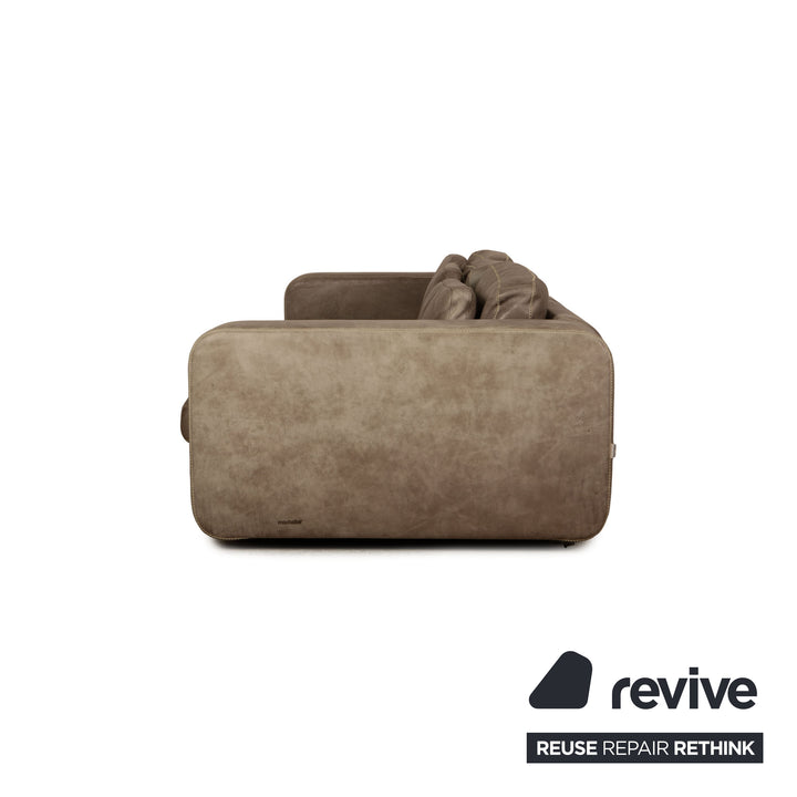 Canapé 4 places en cuir Machalke Valentino gris taupe