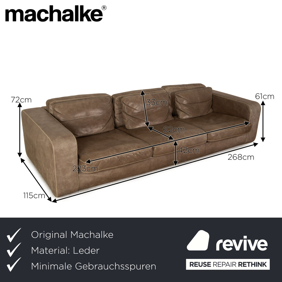 Canapé 4 places en cuir Machalke Valentino gris taupe