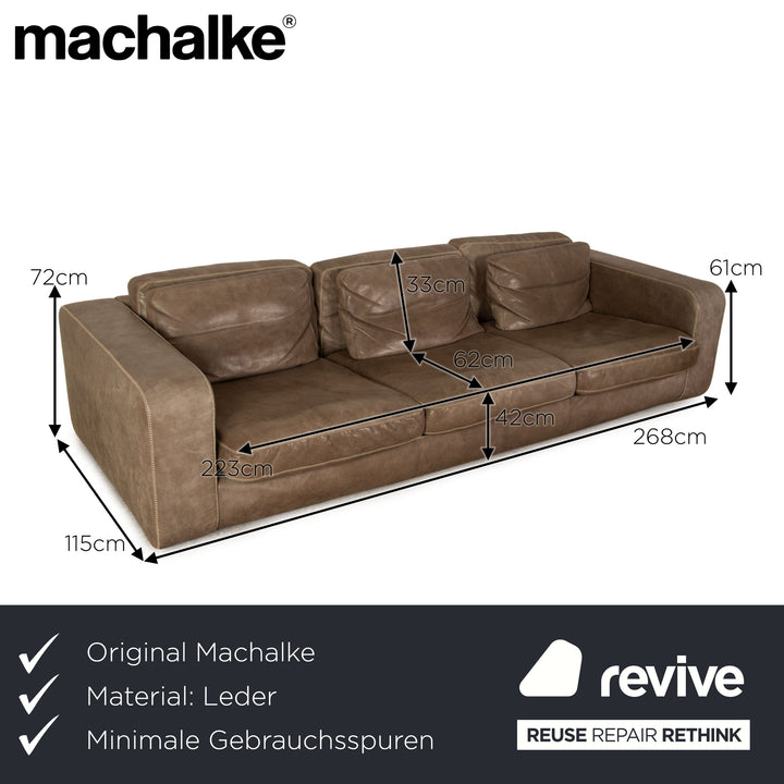 Canapé 4 places en cuir Machalke Valentino gris taupe