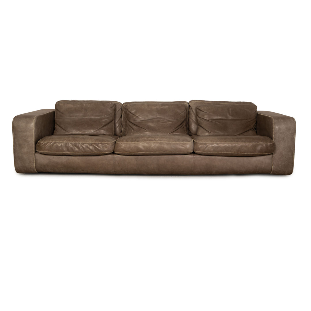Canapé 4 places en cuir Machalke Valentino gris taupe