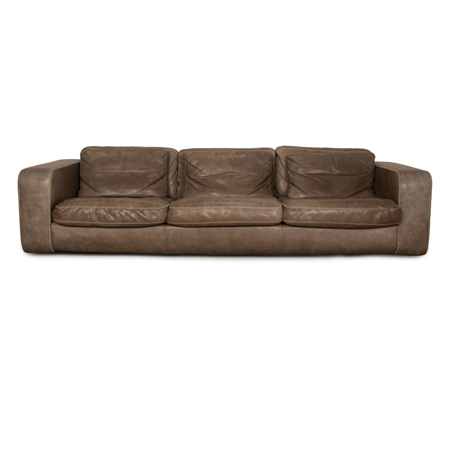 Canapé 4 places en cuir Machalke Valentino gris taupe