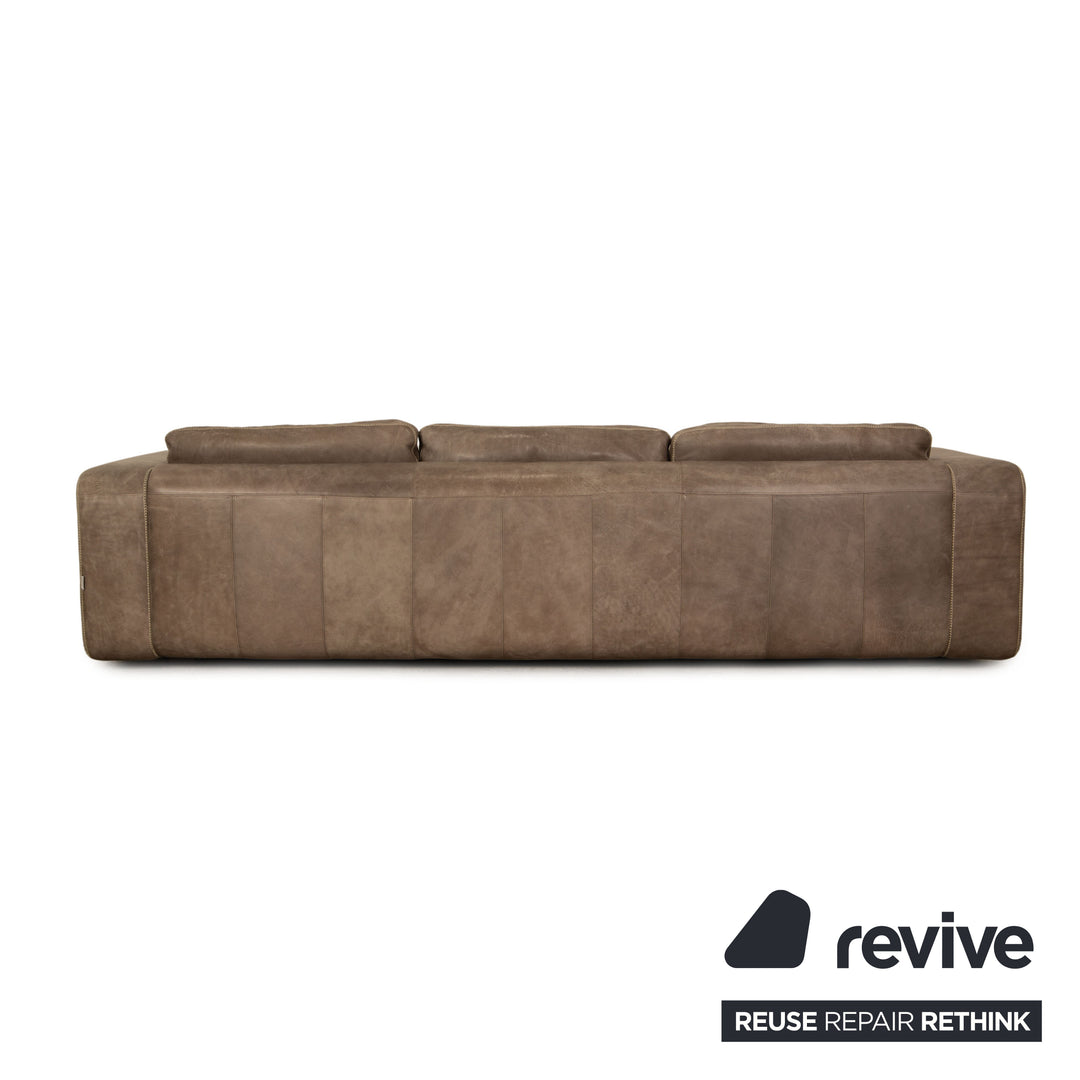 Canapé 4 places en cuir Machalke Valentino gris taupe