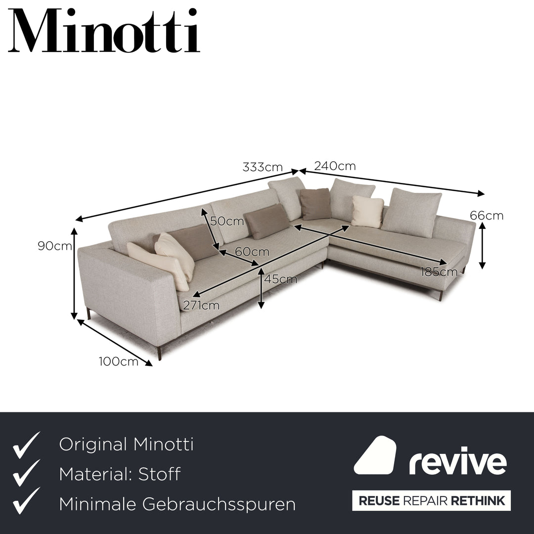 Minotti Andersen Fabric Corner Sofa Gray Sofa Couch