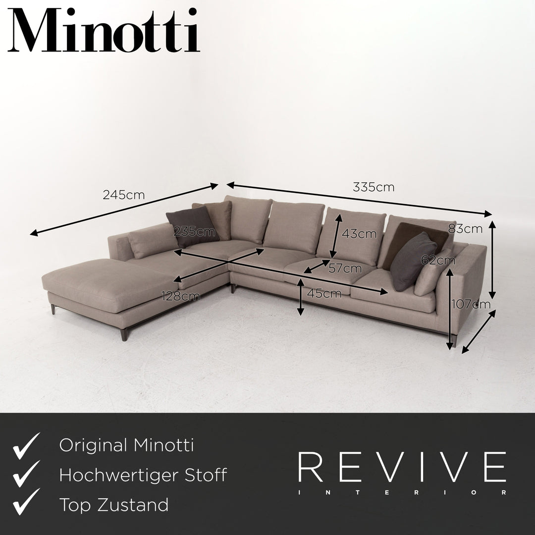 Minotti Andersen Fabric Corner Sofa Gray Scandi Sofa Couch #13165