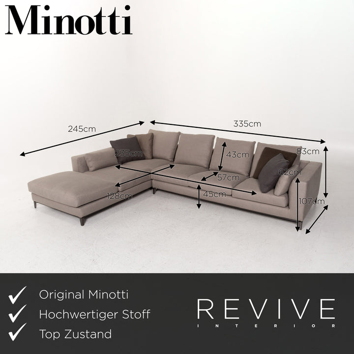 Minotti Andersen Fabric Corner Sofa Gray Scandi Sofa Couch #13165