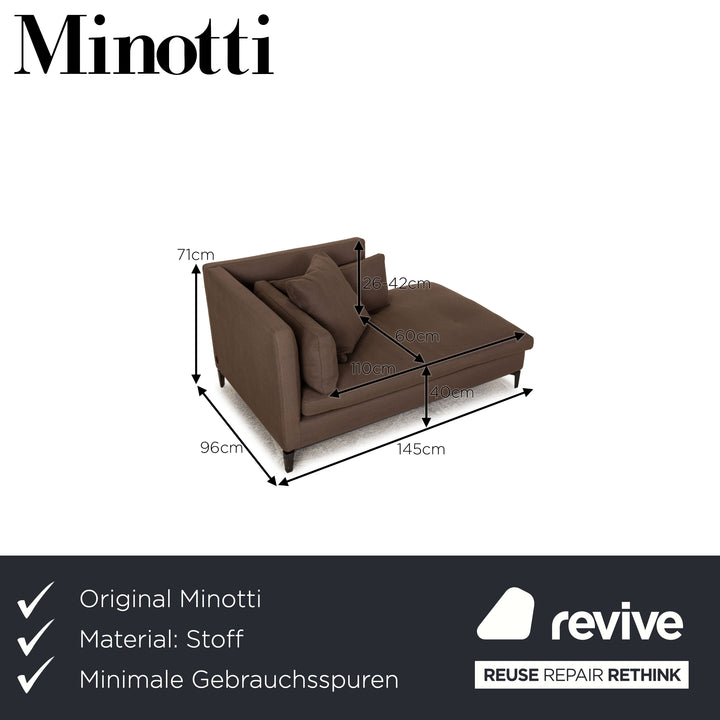 Minotti Andersen Fabric Lounger Brown Sofa Couch Daybed