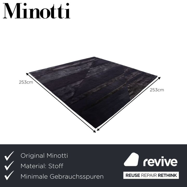 Minotti Fluxus fabric rug dark blue pattern