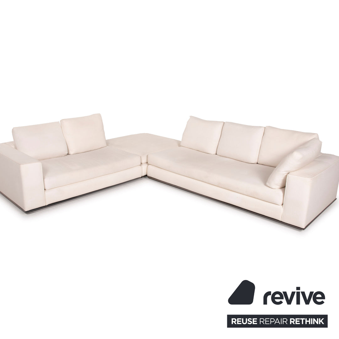 Minotti Hamilton fabric sofa ivory corner sofa module