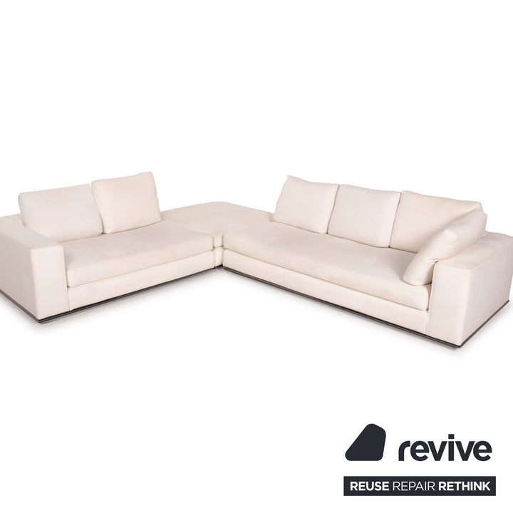 Minotti Hamilton fabric sofa ivory corner sofa module